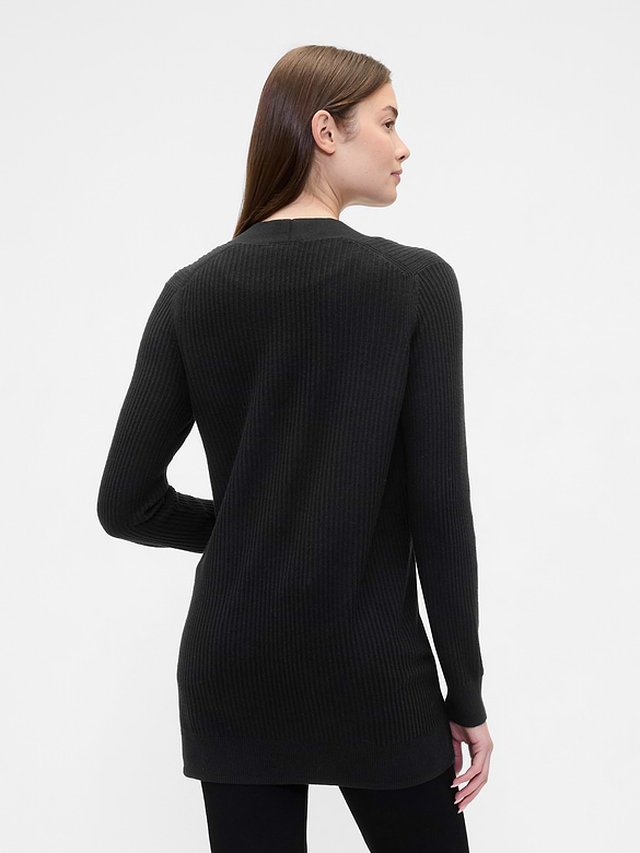 Relaxed Shaker-Stitch Open-Front Cardigan
