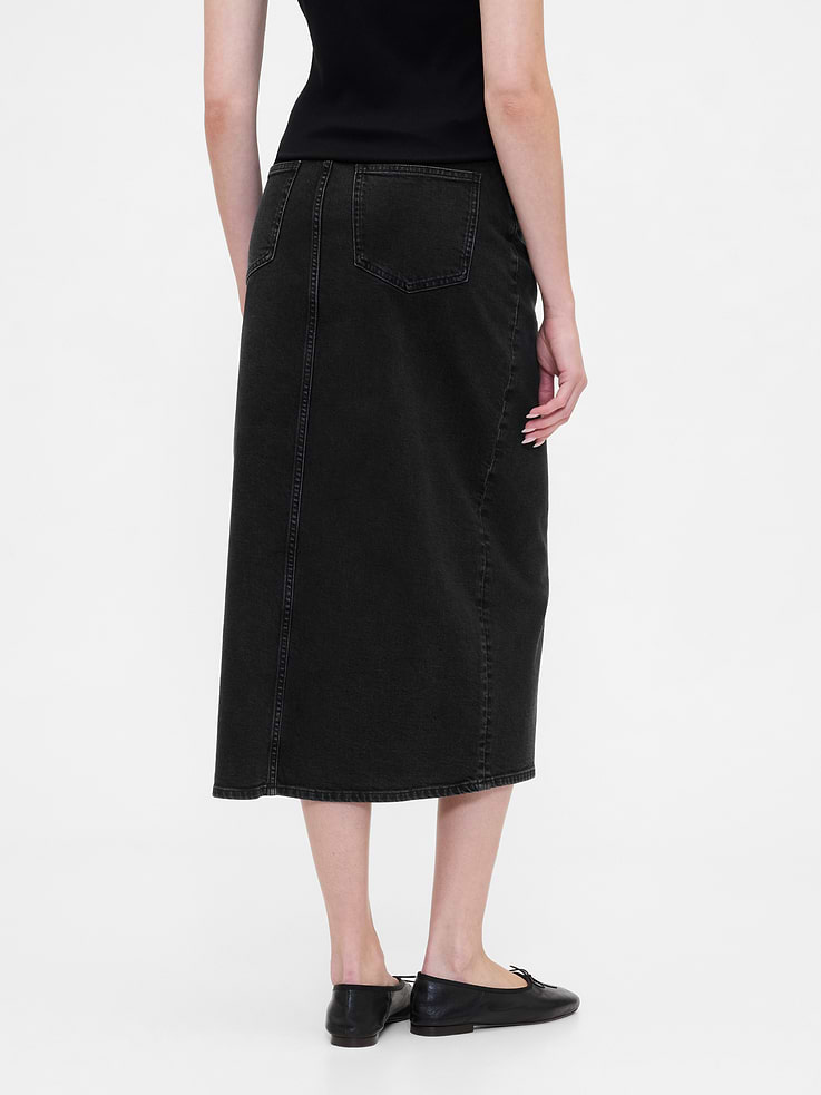 Image 2 of 5, Denim Midi Pencil Skirt