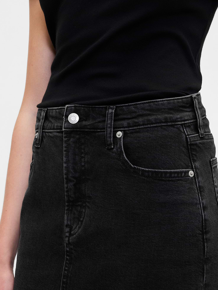 Image 4 of 5, Denim Midi Pencil Skirt
