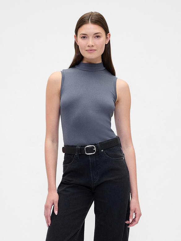 Modern Ribbed Mockneck Tank Top