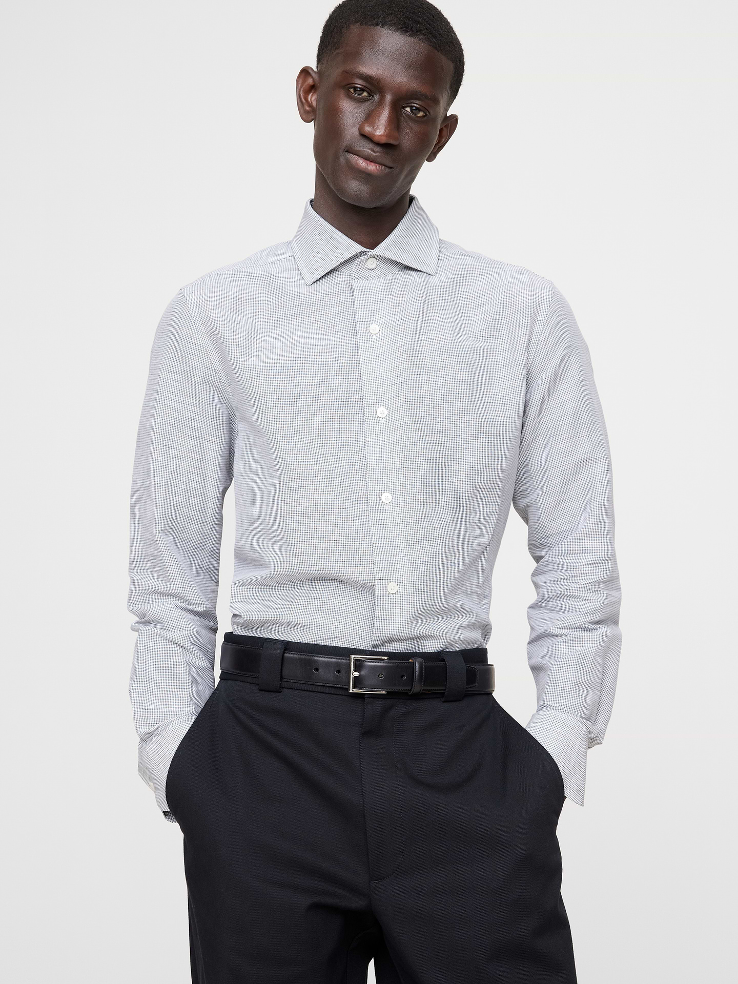 Image number 1 showing, Slim-Fit Linen-Cotton Dress Shirt