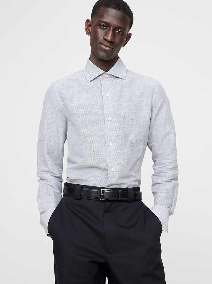 Slim-Fit Linen-Cotton Dress Shirt