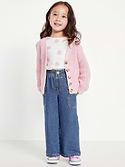 Image number 1 showing, Pull-On Baggy Wide-Leg Cargo Jeans for Toddler Girls