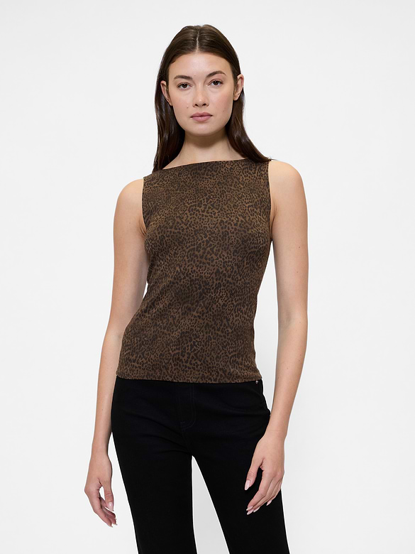 Sleeveless Boatneck Tank Top