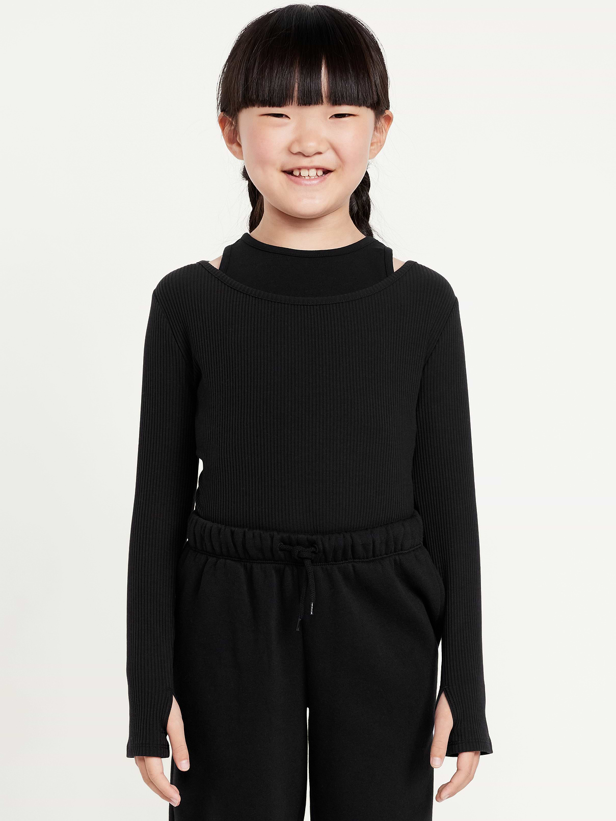 Image number 1 showing, 2-In-1 Ribbed Performance Top for Girls