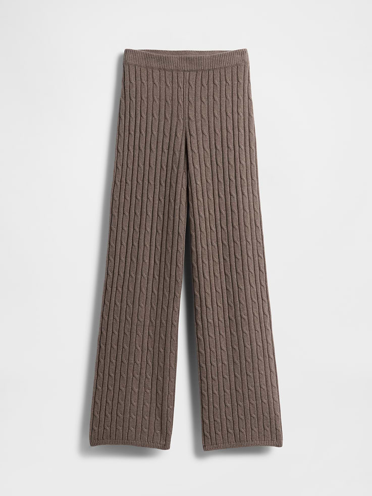 Image number 5 showing, CashSoft Cable-Knit Sweater Pants