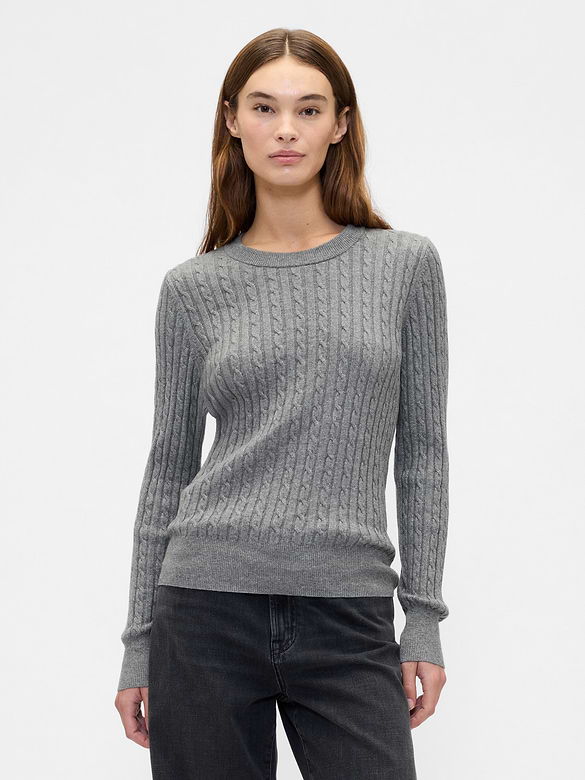 CashSoft Cable-Knit Crewneck Sweater