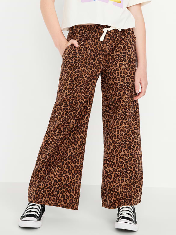 Printed High-Waisted Baggy Wide-Leg Pull-On Pants for Girls