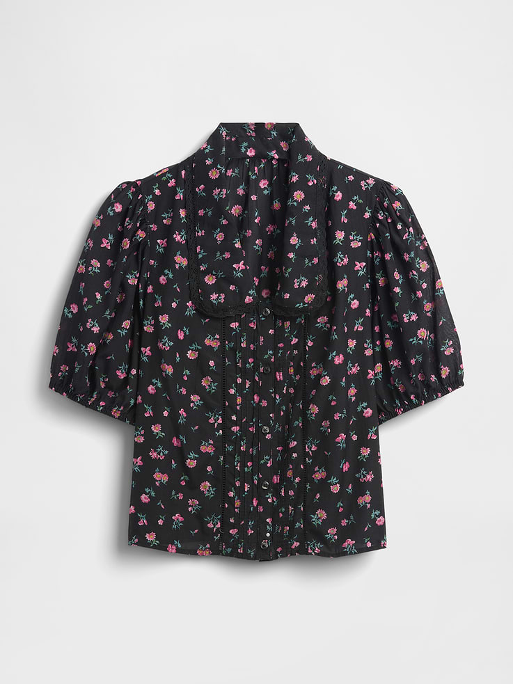 Image number 5 showing, Puff-Sleeve Collared Top