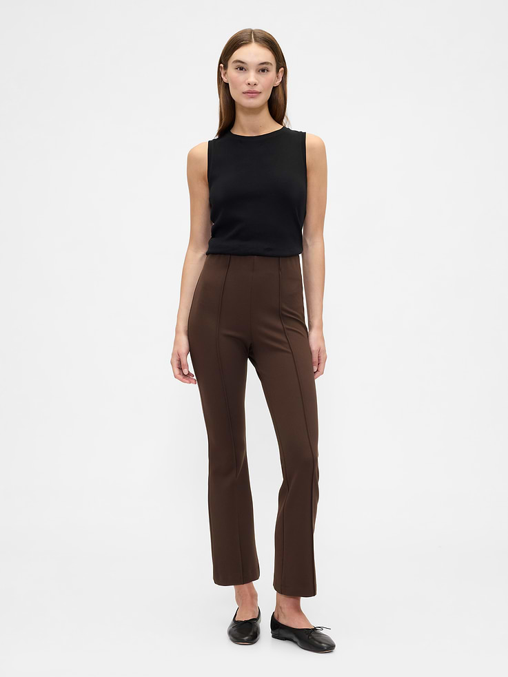 Image number 1 showing, High Rise Ponte Flare Crop Pants