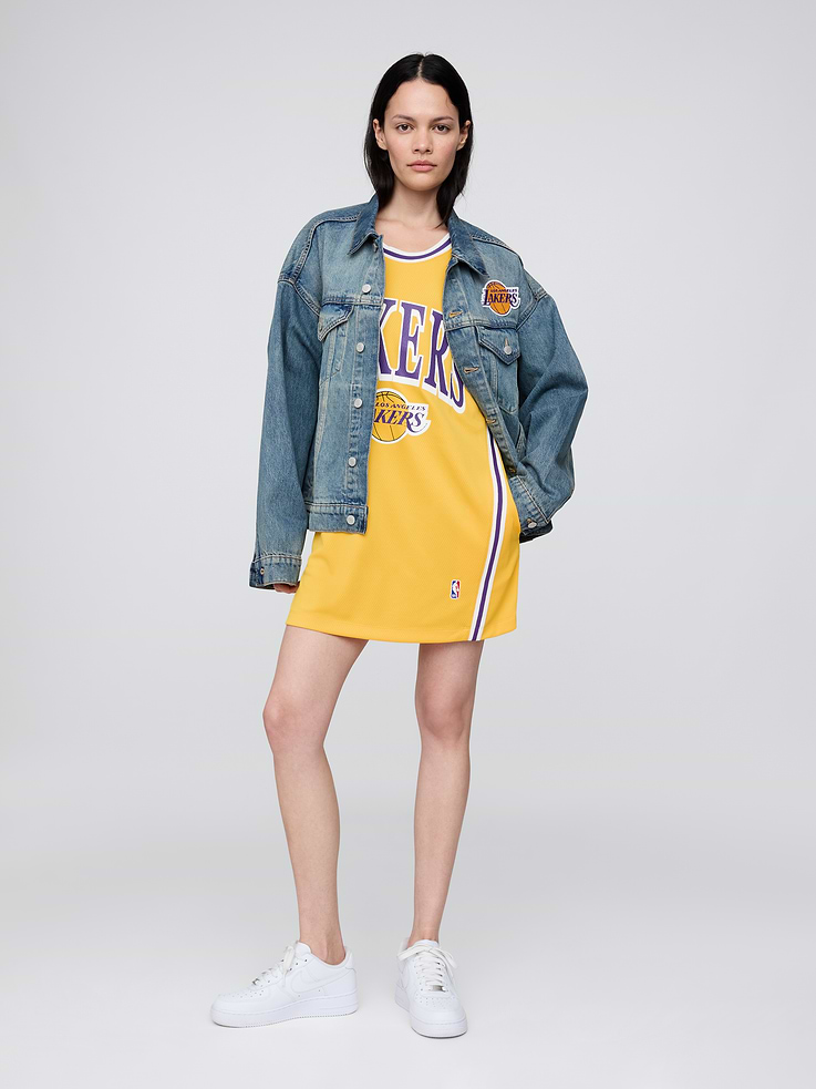 Image 3 of 5, NBA Los Angeles Lakers Recycled Jersey Mini Dress
