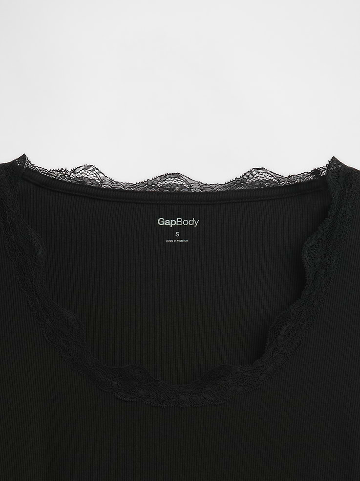 Image number 4 showing, Mini Rib Lace-Trim PJ Top