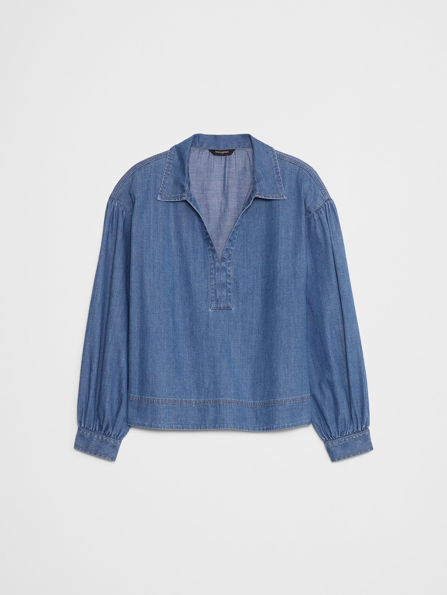 Image number 4 showing, Johnny-Collar Twill Popover Top