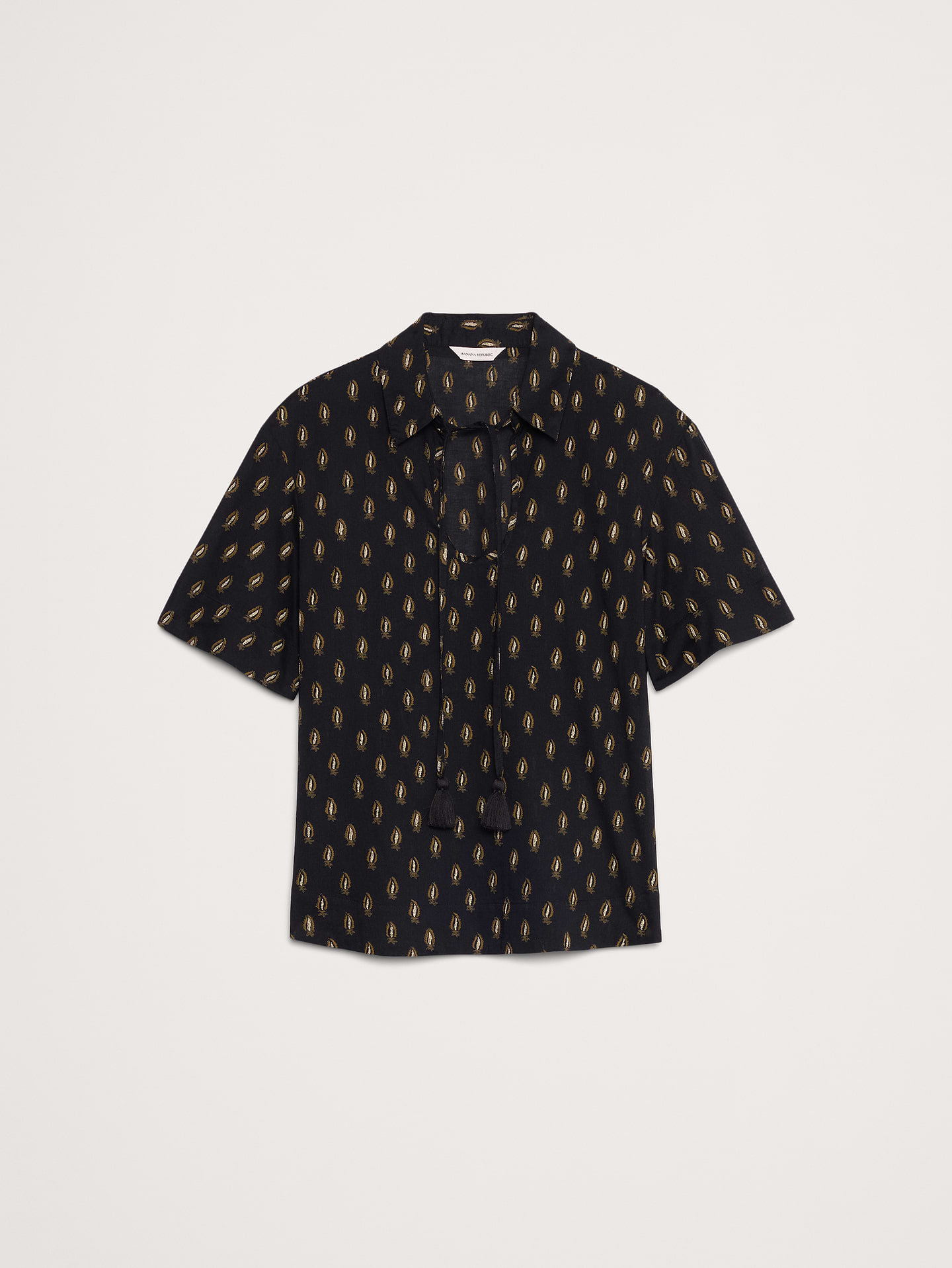 Image number 4 showing, Cotton Popover Shirt with Tassel Tie
