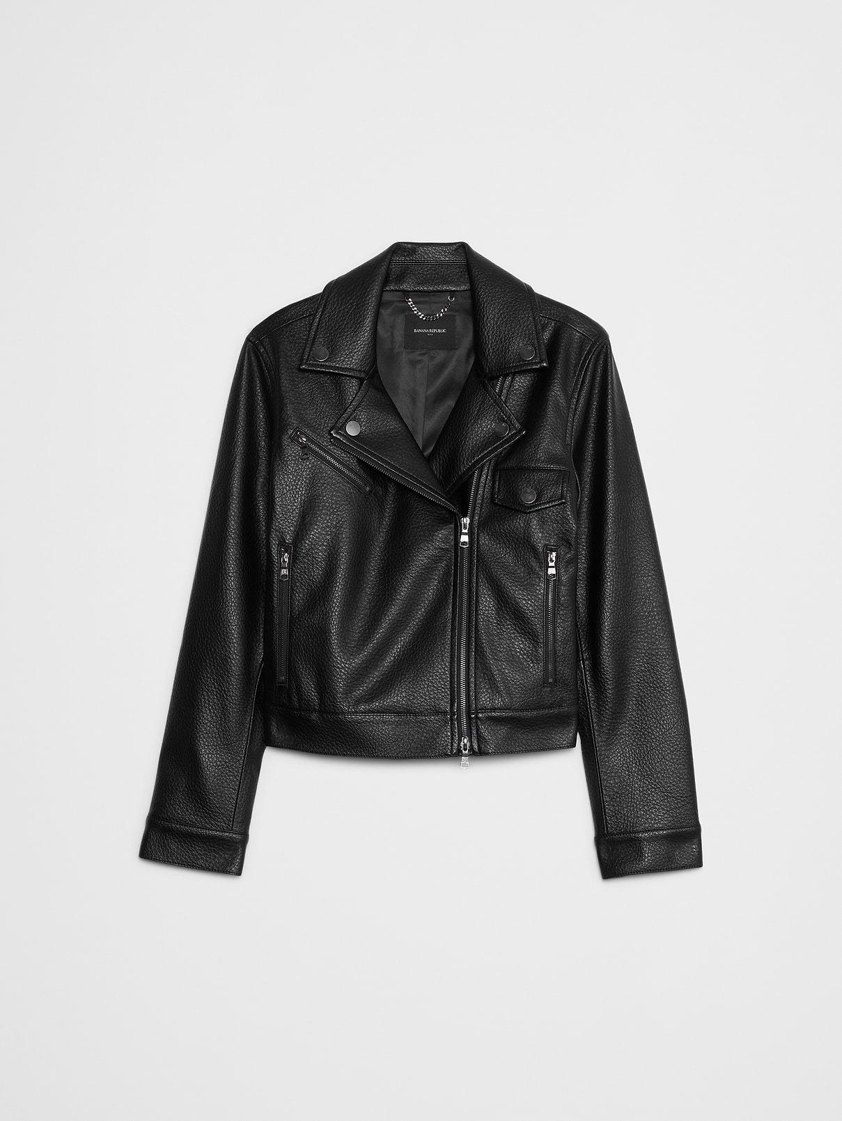 Vegan Leather Cropped Moto Jacket | Banana Republic Factory
