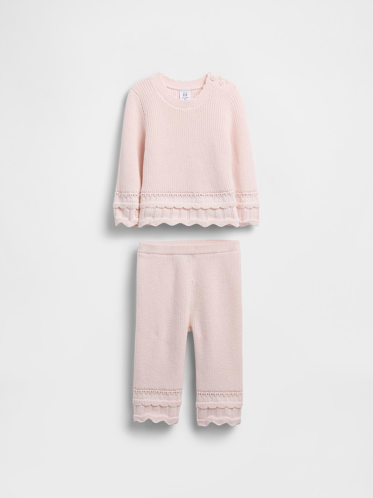 Image number 1 showing, Baby Scalloped Sweater Outfit Set
