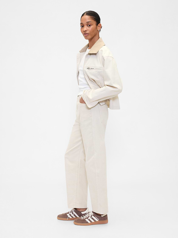 High Rise Barrel Corduroy Pants