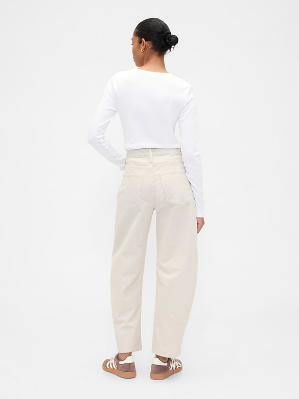 High Rise Barrel Corduroy Pants