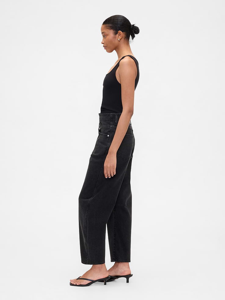 Image number 3 showing, High Rise Barrel Jeans