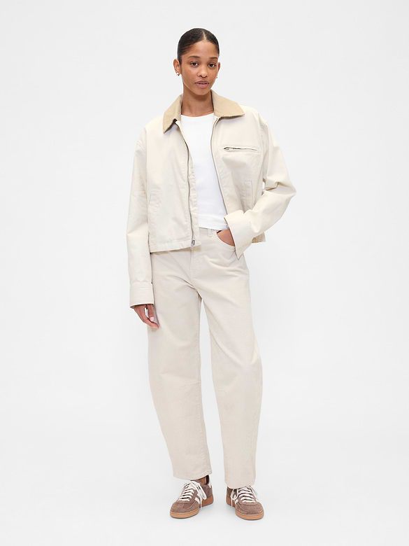 High Rise Barrel Corduroy Pants