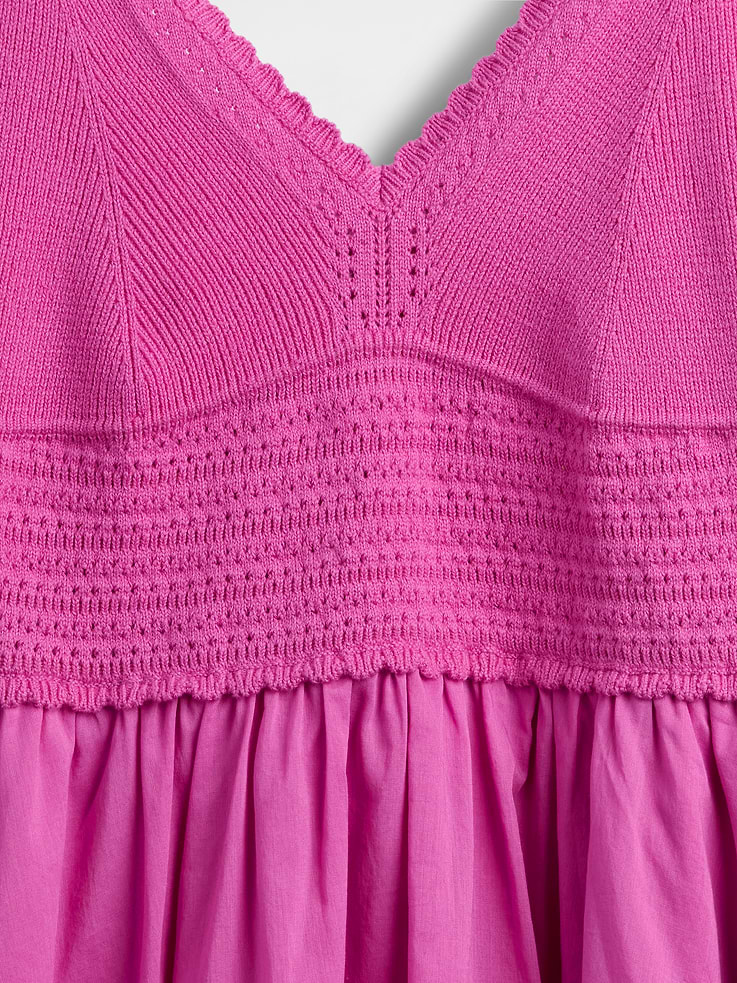 Image 5 of 5, Crochet Mixed Media Mini Dress