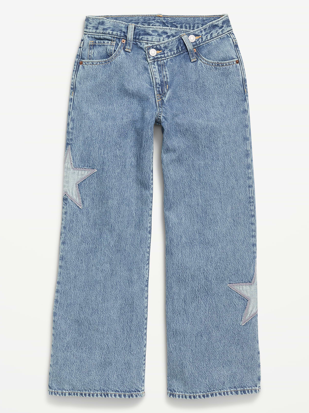 Image number 4 showing, Super Baggy Embroidered Crossover Wide-Leg Jeans for Girls