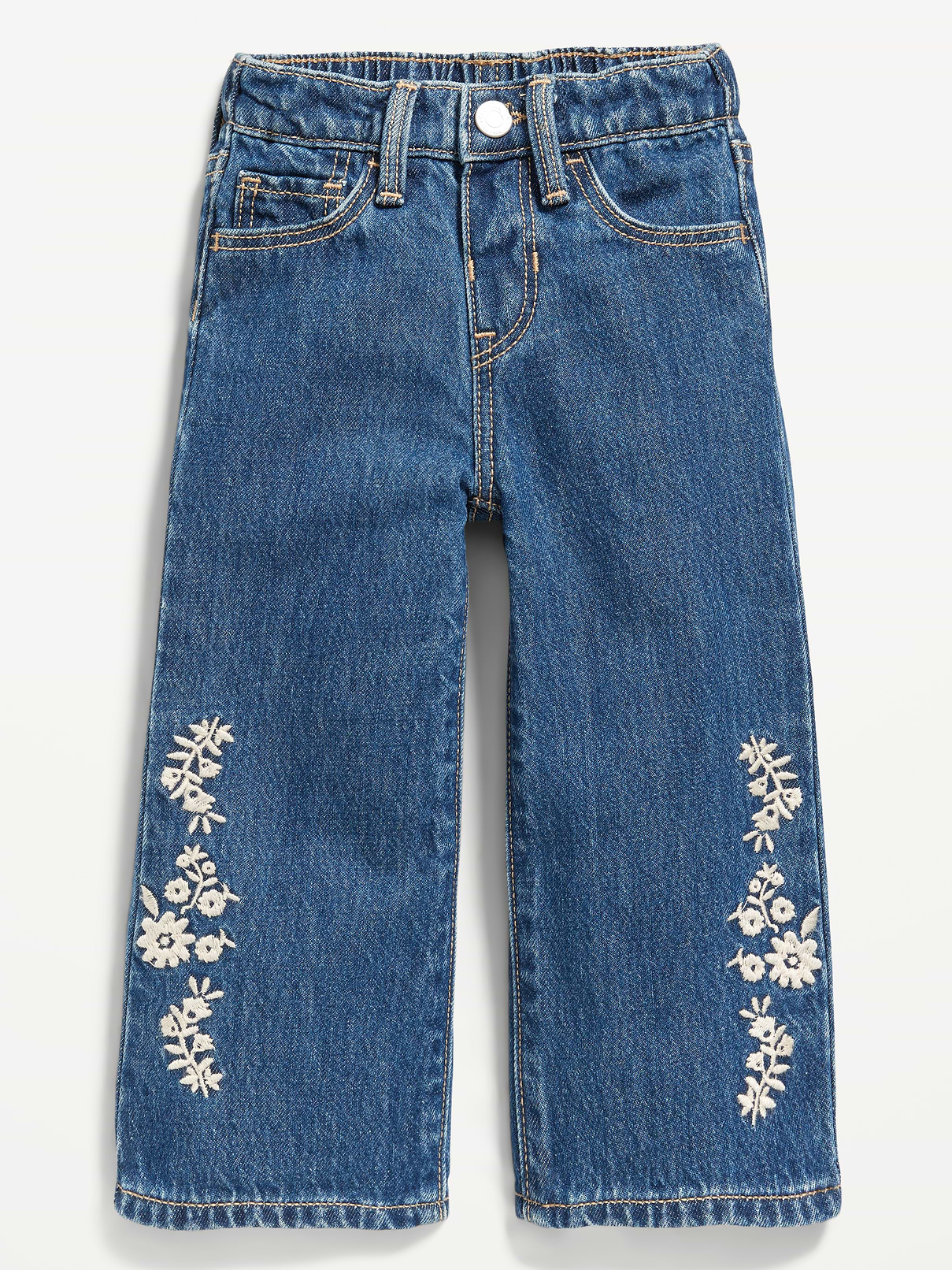 Image number 1 showing, Baggy Embroidered Wide-Leg Jeans for Toddler Girls