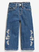 Image number 1 showing, Baggy Embroidered Wide-Leg Jeans for Toddler Girls