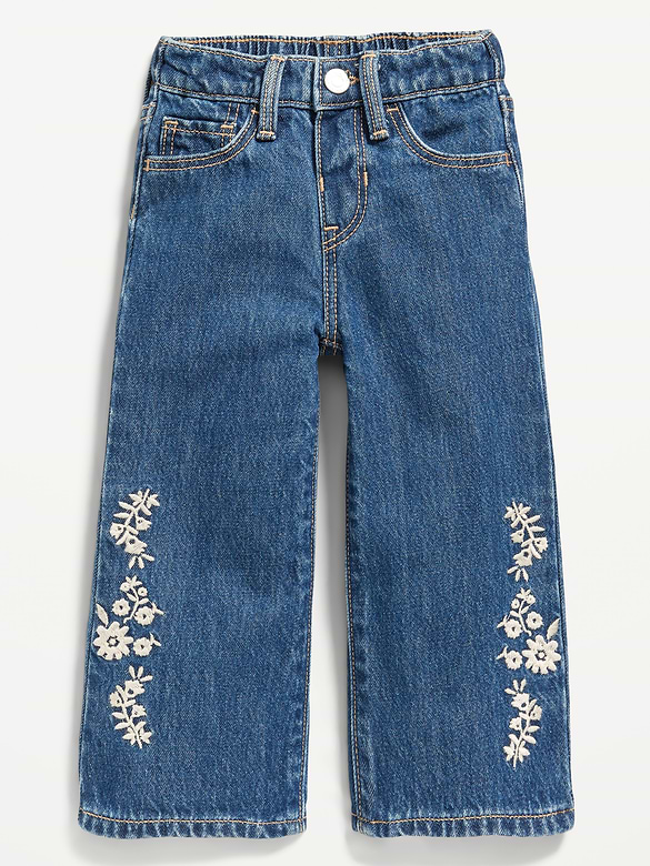 Baggy Embroidered Wide-Leg Jeans for Toddler Girls