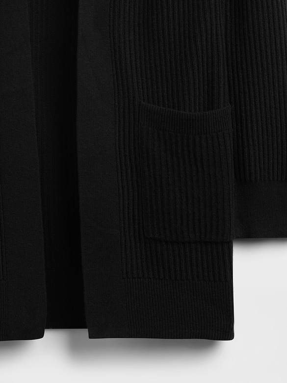 Relaxed Shaker-Stitch Open-Front Cardigan