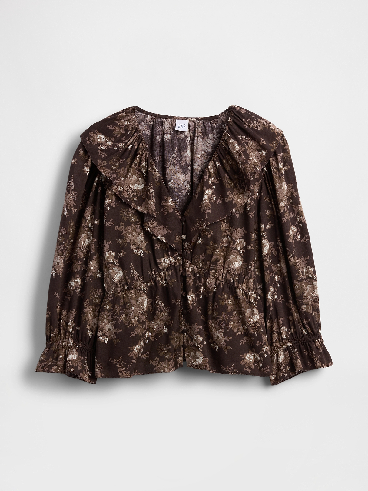 Ruffle Collar V-Neck Top | Gap