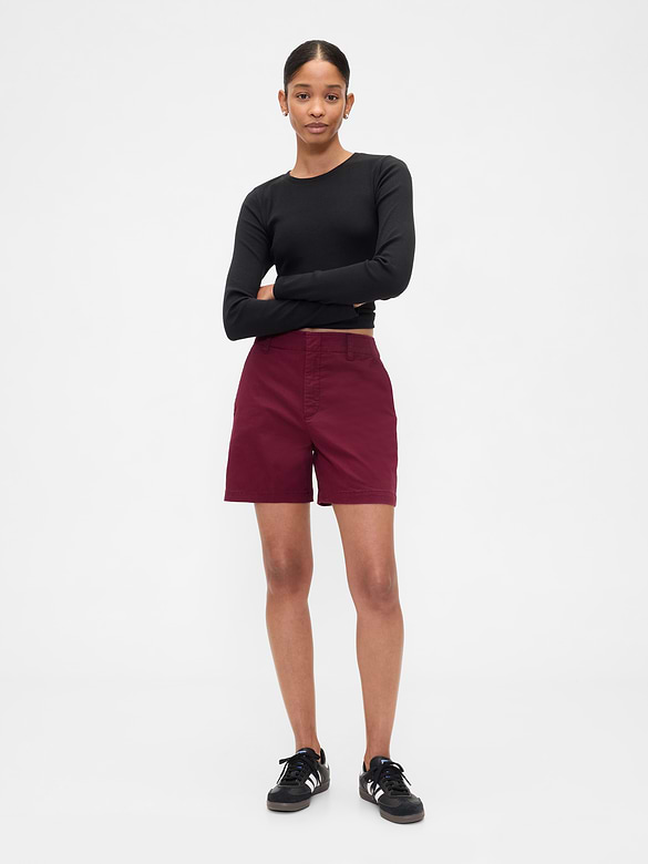 5" Mid Rise Downtown Khaki Shorts