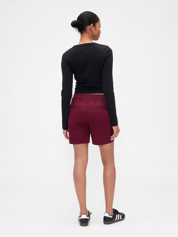 Image 4 of 7, 5" Mid Rise Downtown Khaki Shorts