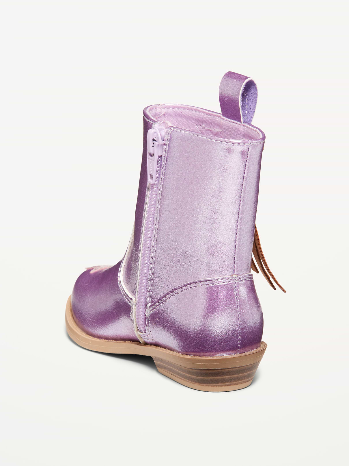 Image number 3 showing, Shiny Side-Zip Western Boots for Toddler Girls