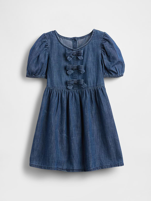 Baby & Toddler Denim Puff-Sleeve Bow Dress