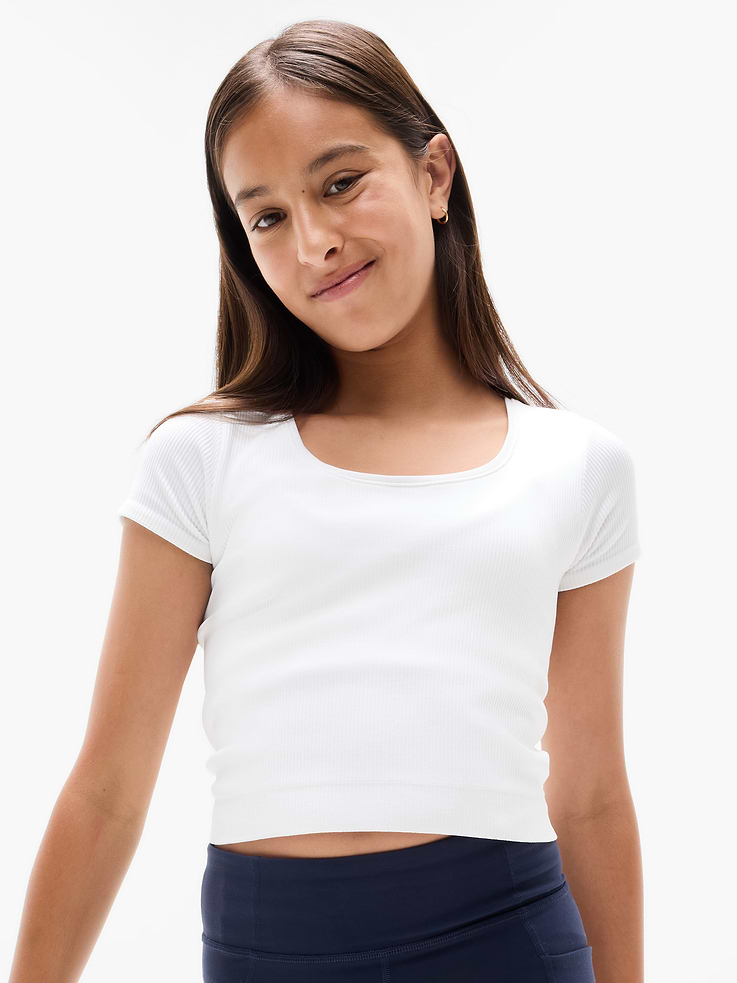 Image number 1 showing, Athleta Girl Rise Above Rib Crop Tee
