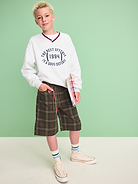 Image 1 of 5, interior adjustable waistband, regular button closure, zip fly, scoop pockets and coin pocket in front, patch pockets in back, below knee, Product #766370