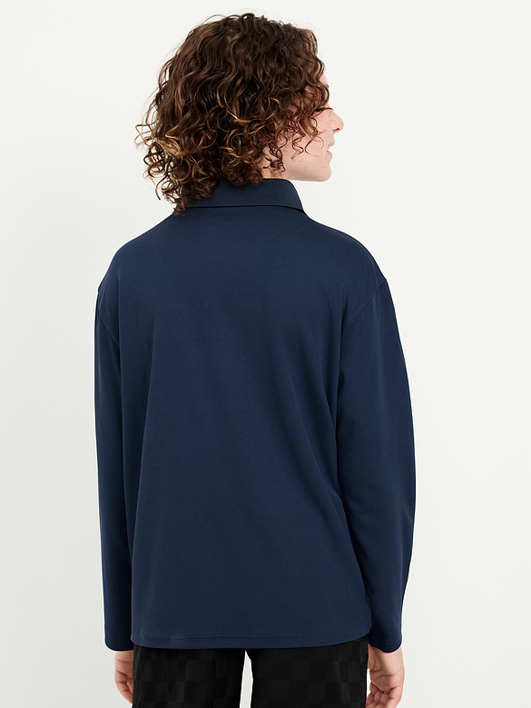 Oversized Long-Sleeve Collared Soccer Top for Boys