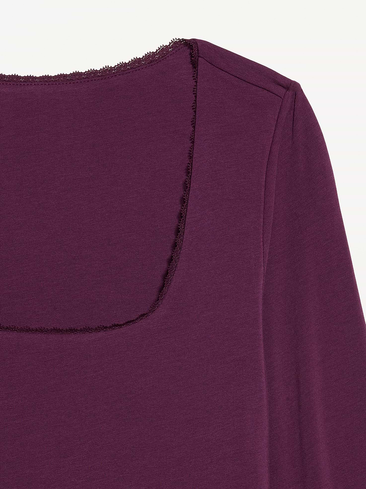 Image 4 of 9, Fitted Double-Layer Scoop-Neck Top