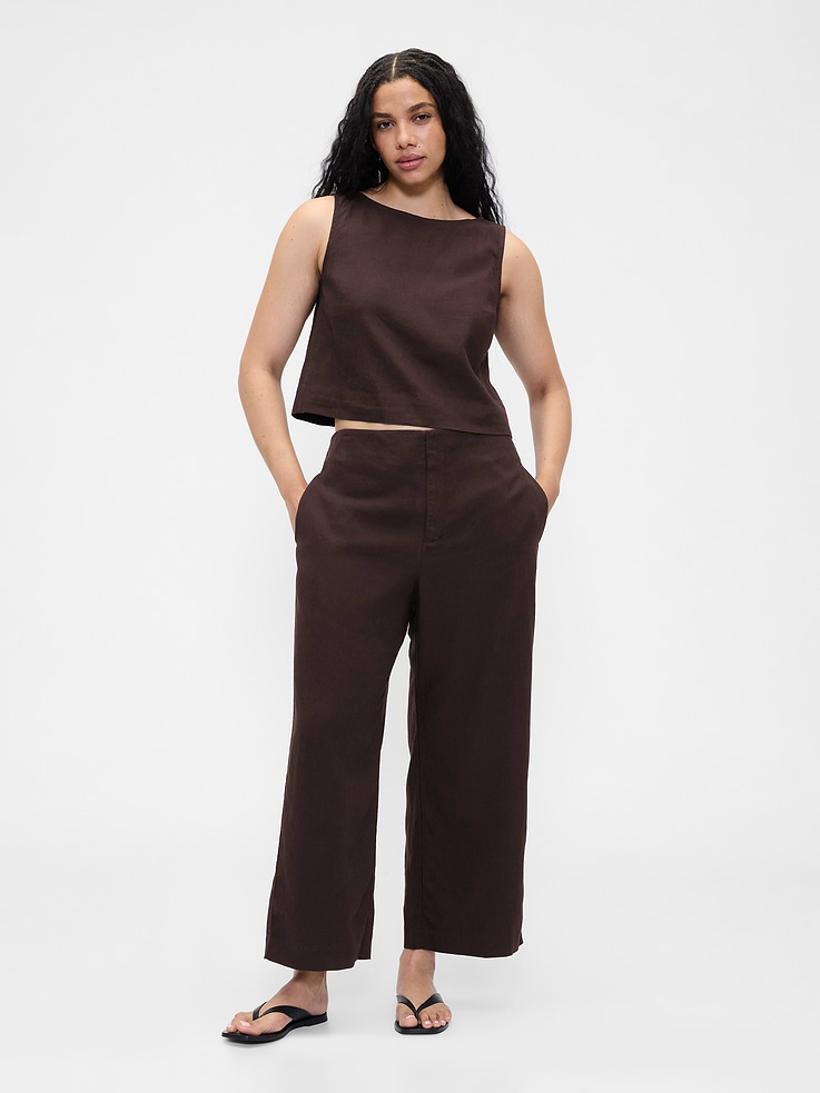 Image number 5 showing, Linen-Blend Relaxed Straight Ankle Pants