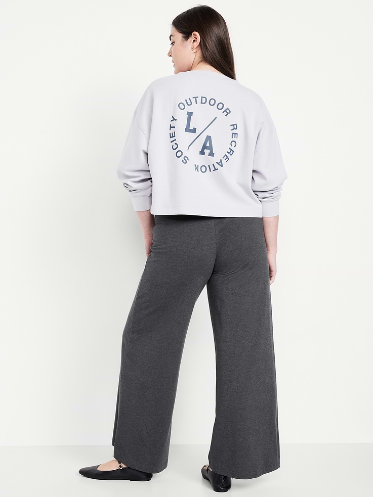 Image number 6 showing, Mid-Rise Jersey Super Wide-Leg Leggings