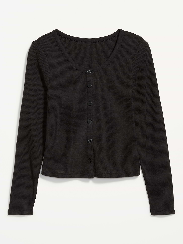 Image number 6 showing, Button-Down Waffle-Knit Sleep Top