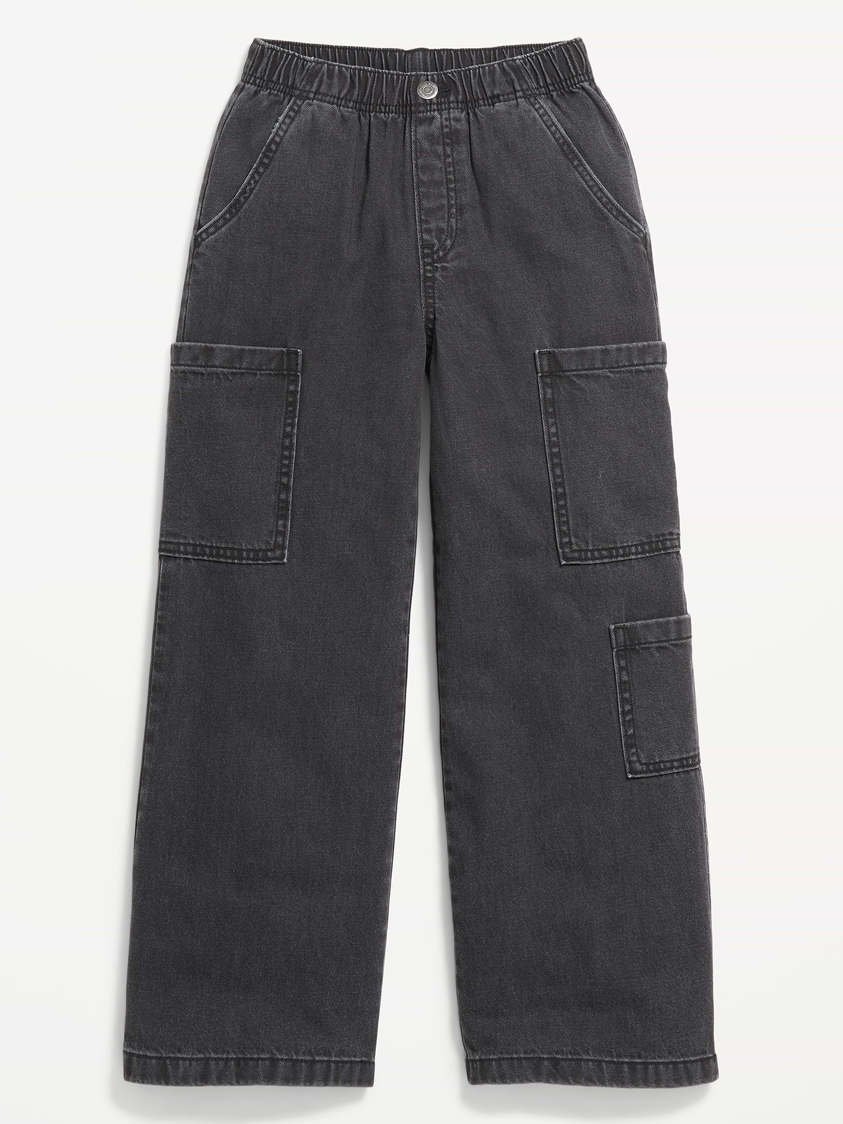 Image number 4 showing, High-Waisted Pull-On Super Wide-Leg Cargo Jeans for Girls