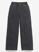 Image number 4 showing, High-Waisted Pull-On Super Wide-Leg Cargo Jeans for Girls