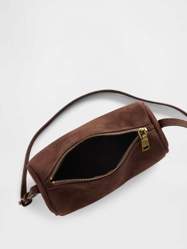 Image 4 of 4, Vegan Suede Barrel Bag