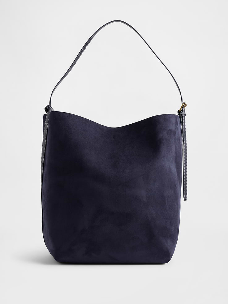 Image number 1 showing, Vegan Suede Bucket Bag