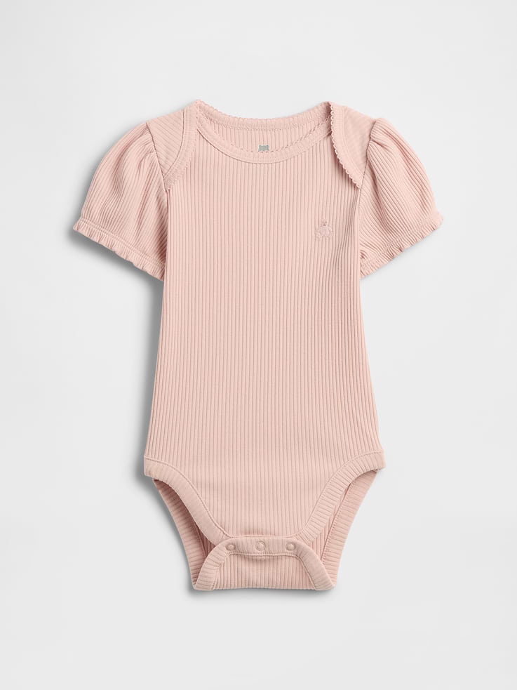 Image number 1 showing, Baby First Favorites TinyRib Puff-Sleeve Bodysuit
