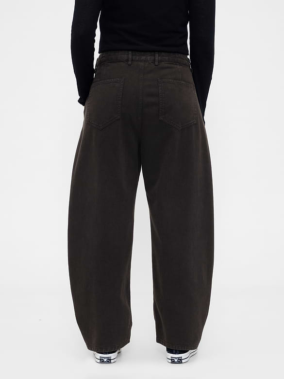 Mid Rise Twill Barrel Pants
