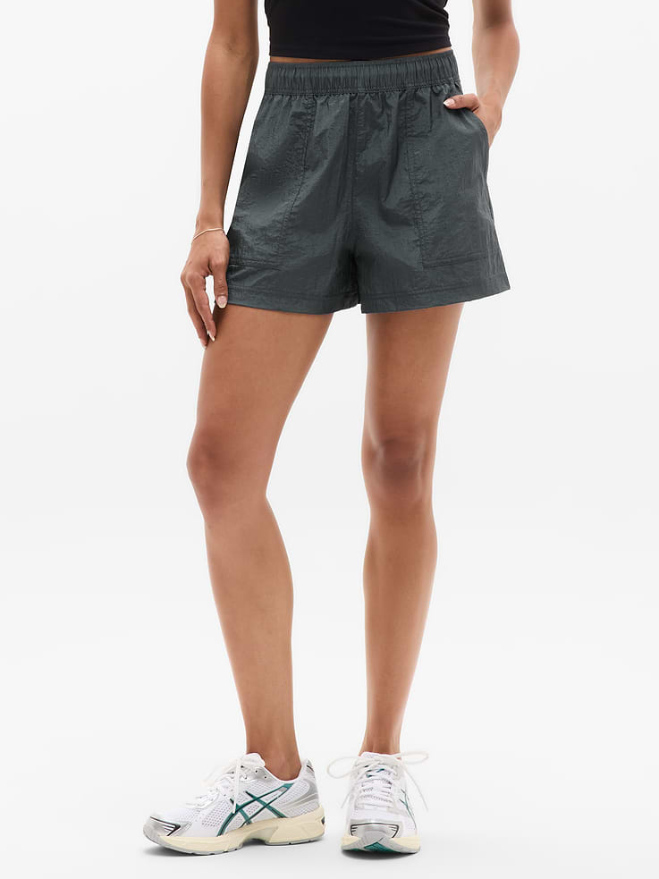 Image 1 of 8, FOR: Warm days and cool commutes, FEEL: LusterLuxe is airy, quietly shine-catching, with an understated rippling texture, FAVE: Internal drawcord sits above the natural waist for definition, Product #587817