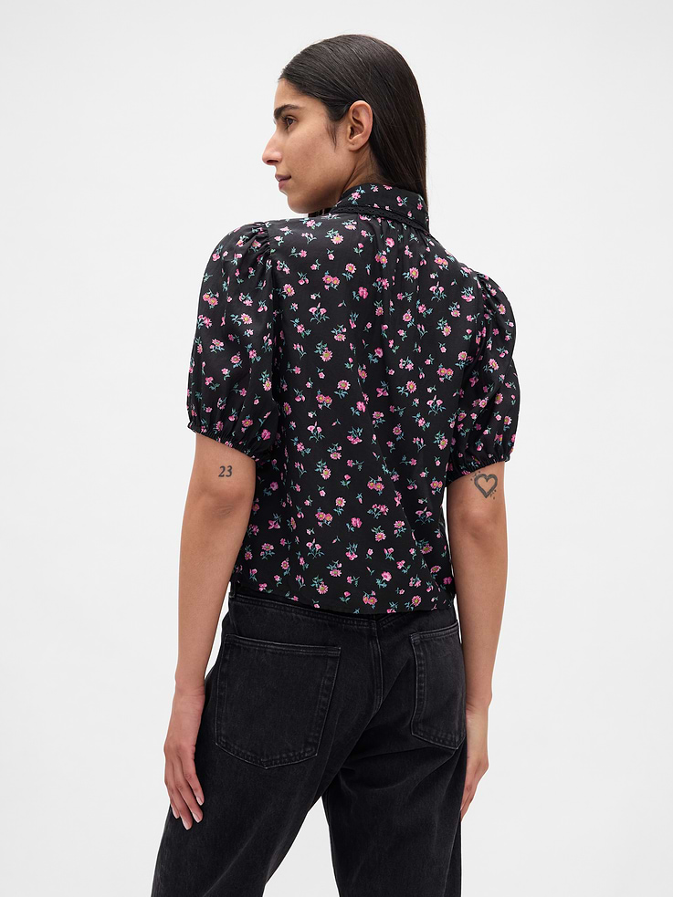 Image number 3 showing, Puff-Sleeve Collared Top